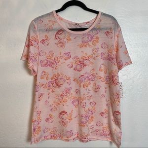 Free People Tourist Tee Floral Blush Pink S NWT
